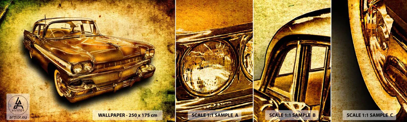 Muestra De Fotomural Standard Eco - La belleza perdurable de los clásicos - Automotor, Coche clásico, Pasatiempo - 100x30 cm