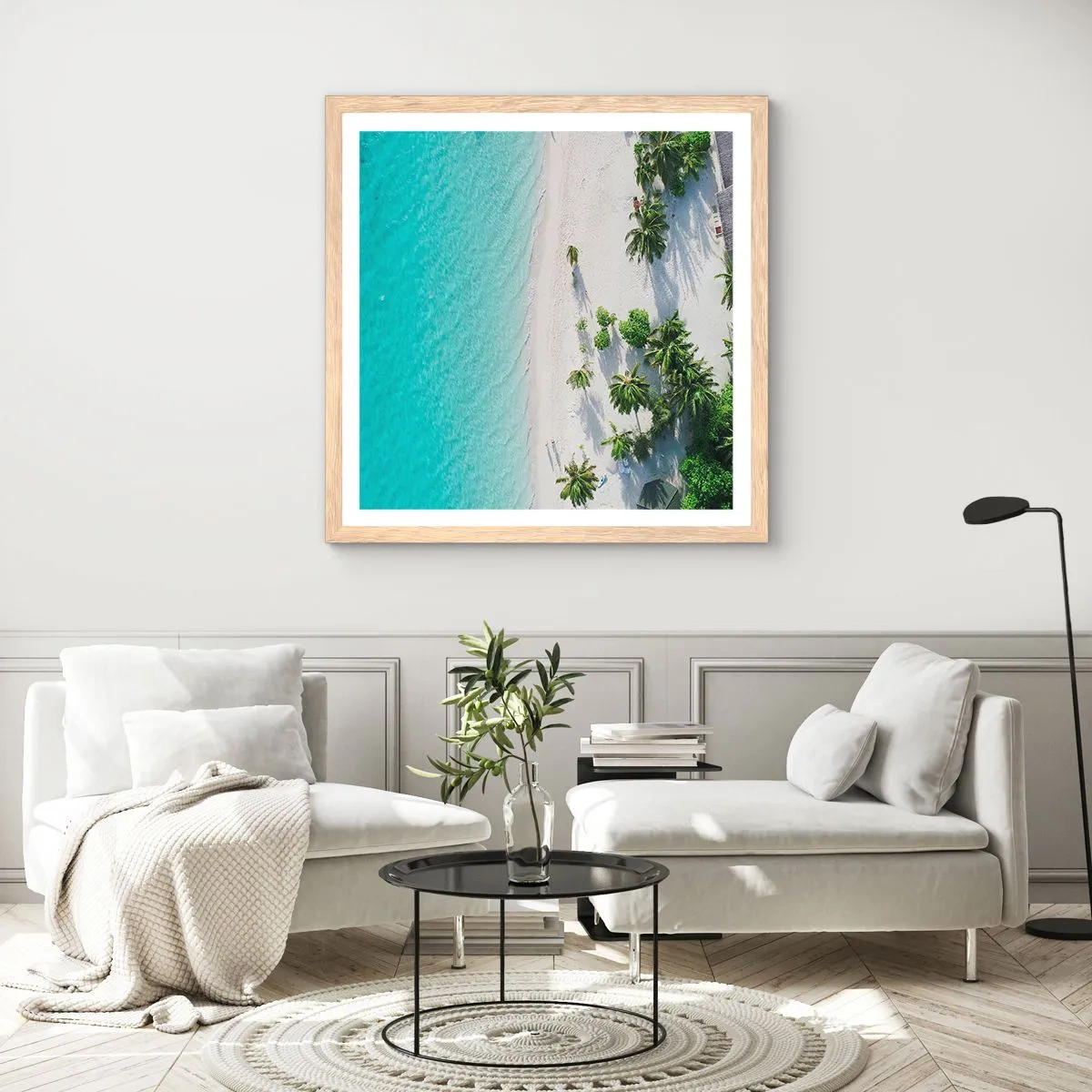 Póster en marco roble claro - Vacaciones en el paraíso - 40x40 cm