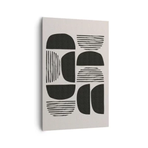 Cuadro sobre lienzo - Impresión de Imagen - Geometría con semicírculos y líneas en negro sobre fondo claro. - 80x120cm - Arreglos a medias - Decoración de pared moderna para salón y dormitorio ARTTOR