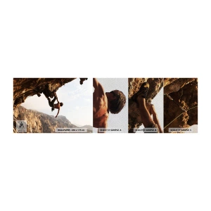 Muestra de fotomural Premium Sand - Un mundo en la roca - Isla de Kálimnos, Escalada de roca, Paisaje - 100x30 cm