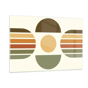 Cuadro sobre vidrio - Impresiones sobre Vidrio - Diseño geométrico abstracto con tonos terrosos y formas atrevidas. - 120x80cm - Los tonos de la tierra - Decoración de pared moderna para salón y dormitorio ARTTOR