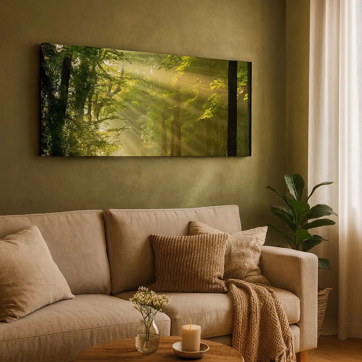 Cuadro sobre lienzo - Impresión de Imagen - Un momento en el bosque - 100x40 cm
