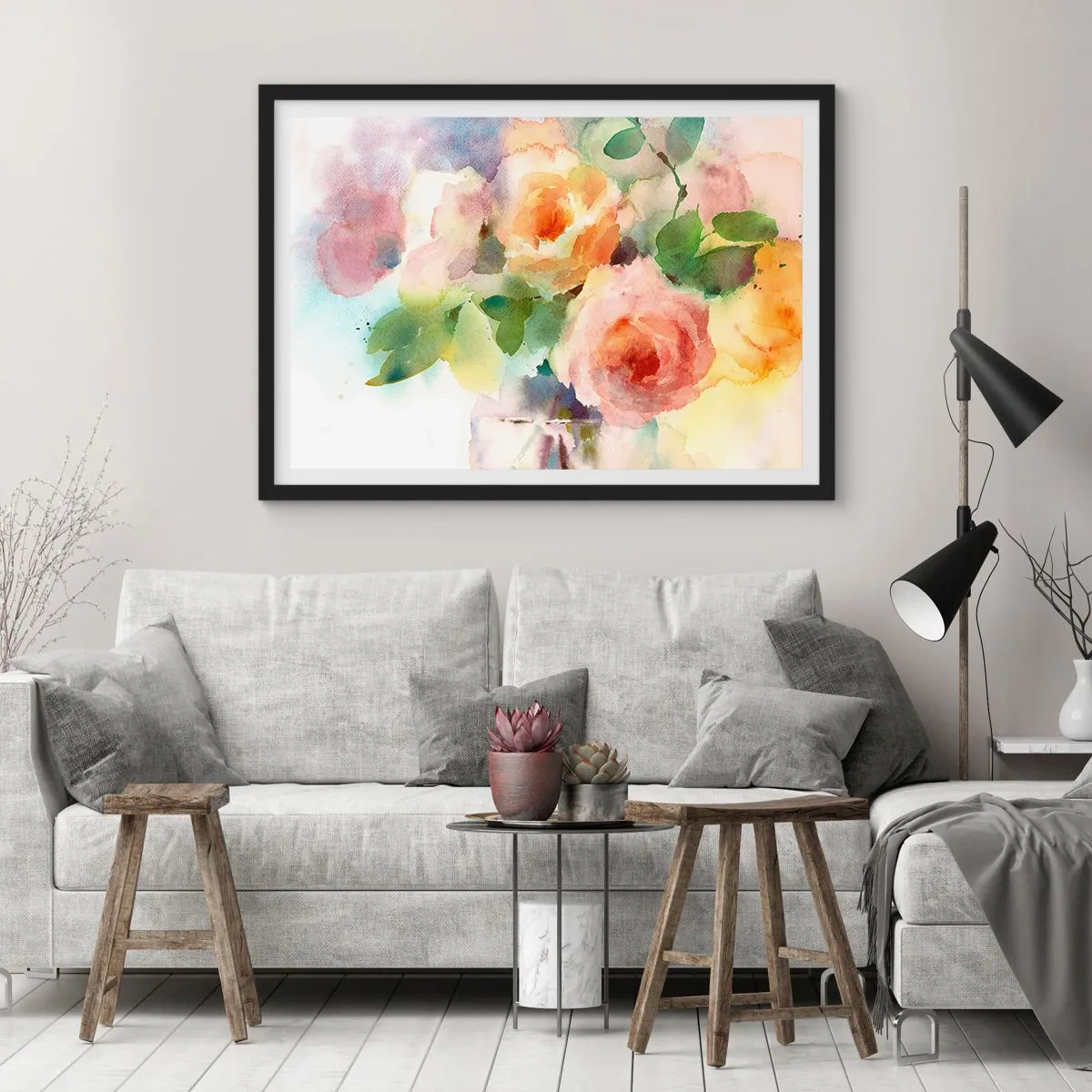Póster en marco negro - Delicado como una acuarela - 40x30 cm