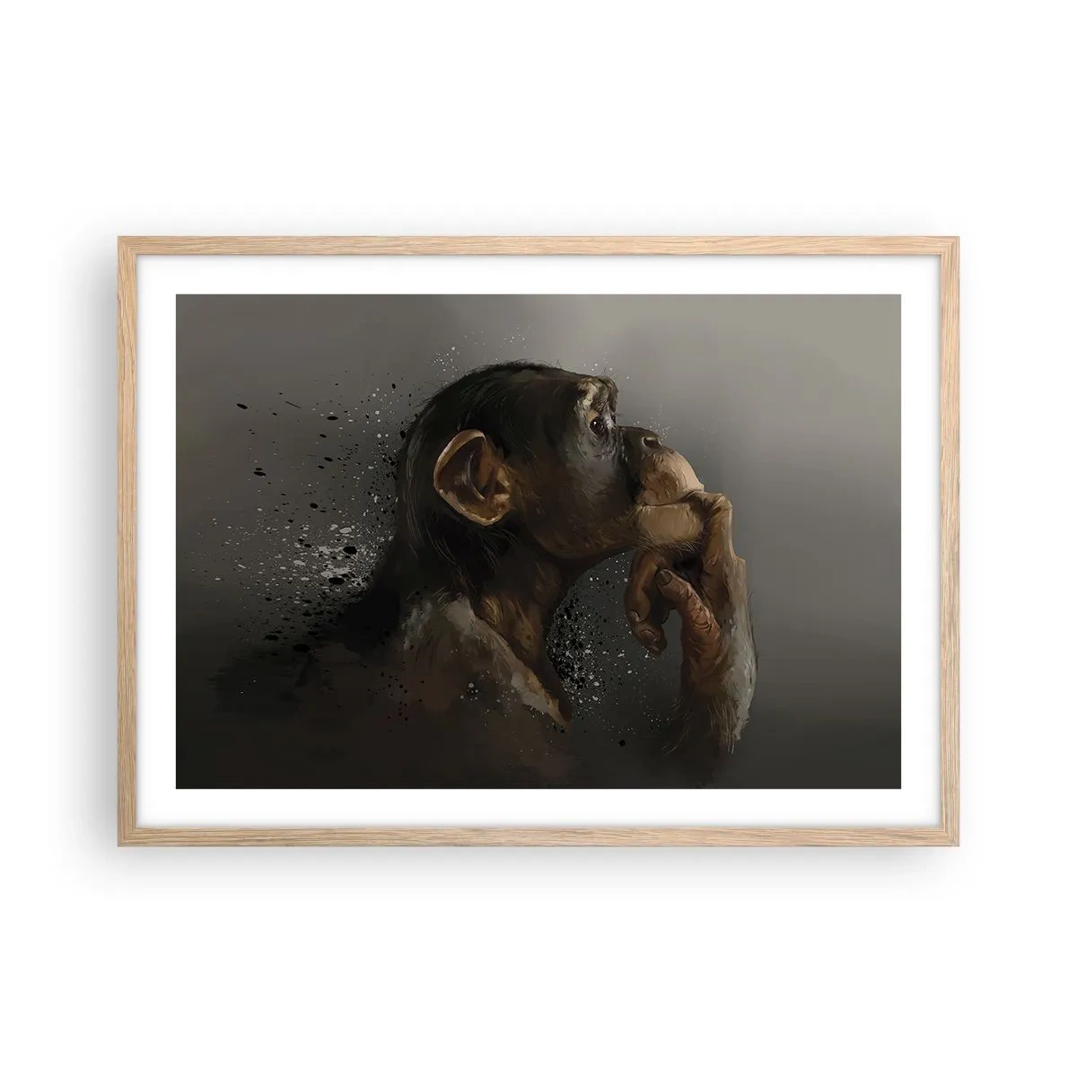 Póster en marco roble claro - La evolución del pensador - 70x50 cm