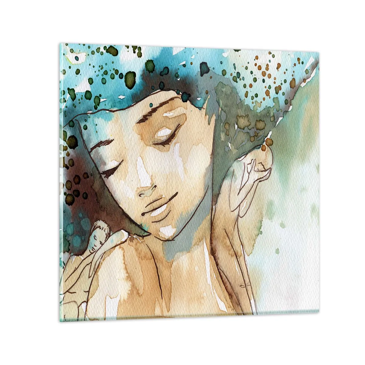 Cuadro sobre vidrio - Impresiones sobre Vidrio - Dama de azul - 30x30 cm