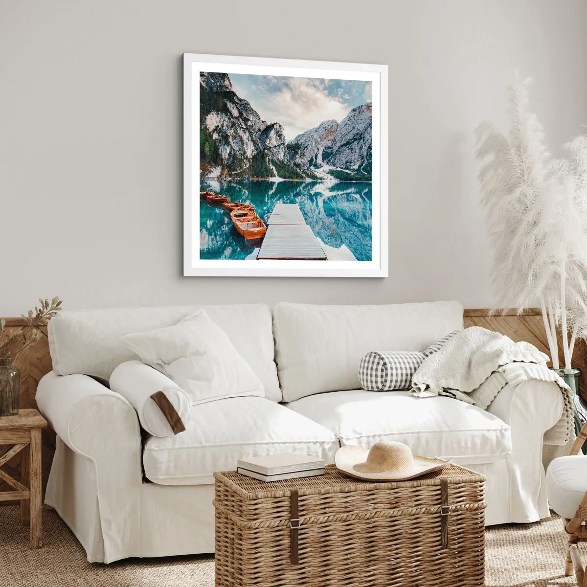 Póster en marco blanco - Te mostraremos la fuente de la belleza - 60x60 cm