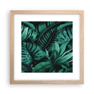 Póster en marco roble claro - Profundidad del verde tropical - 30x30 cm