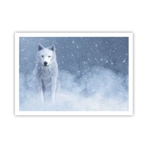 Póster - Lobo blanco en un paisaje nevado - 100x70cm - El espíritu del invierno - Decoración de pared moderna para salón y dormitorio ARTTOR