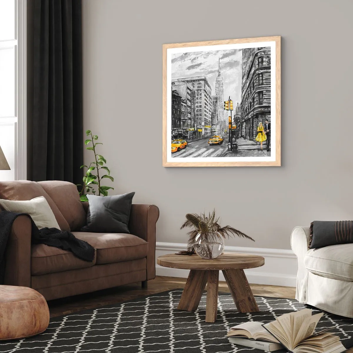 Póster en marco roble claro - Una de las muchas historias de la gran manzana - 60x60 cm