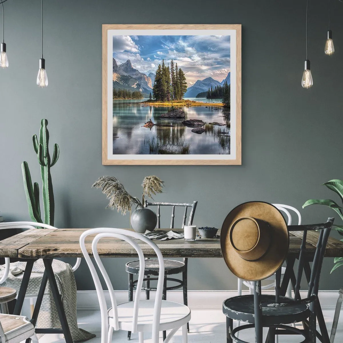 Póster en marco roble claro - Sobre el agua cristalina... - 40x40 cm