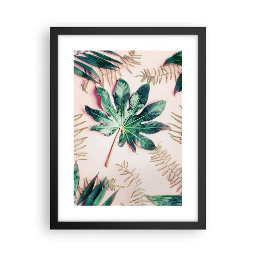 Póster en marco negro - Estudio de vegetación sobre fondo rosa - 30x40 cm