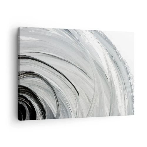 Cuadro sobre lienzo - Impresión de Imagen - Un remolino monocromático en tonos de gris y negro. - 70x50cm - Composición orbital - Decoración de pared moderna para salón y dormitorio ARTTOR