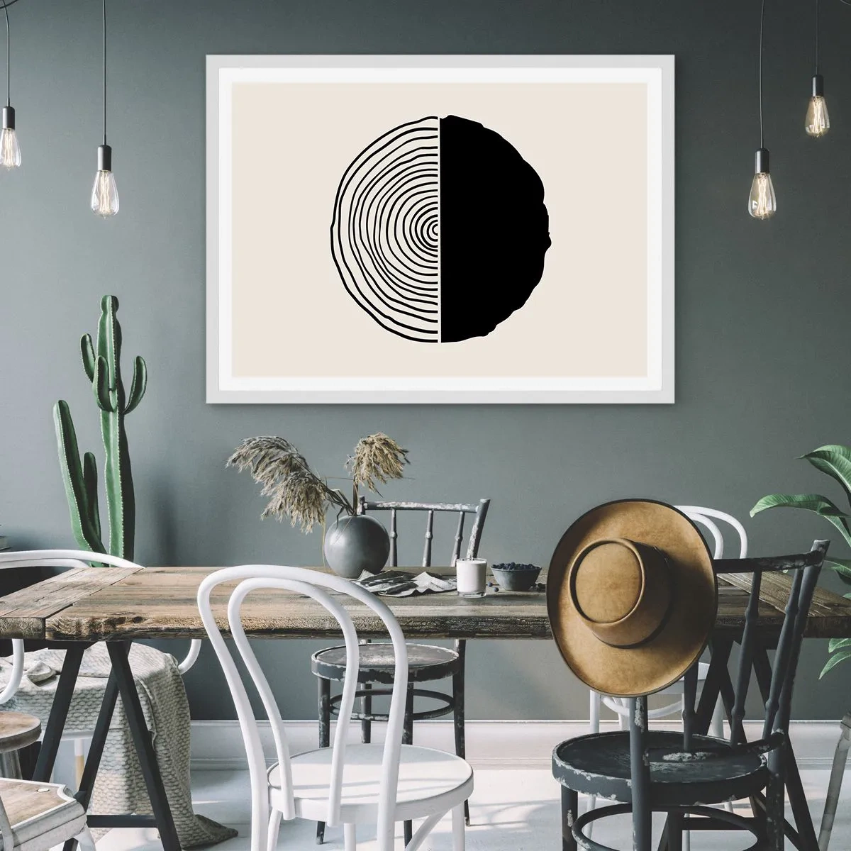 Póster en marco blanco - Mitad y mitad - 40x30 cm