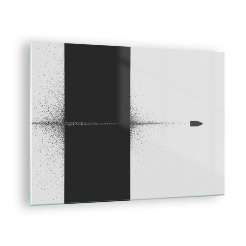 Cuadro sobre vidrio - Impresiones sobre Vidrio - Una composición abstracta en blanco y negro con una línea dinámica. - 70x50cm - Directa al objetivo - Decoración de pared moderna para salón y dormitorio ARTTOR