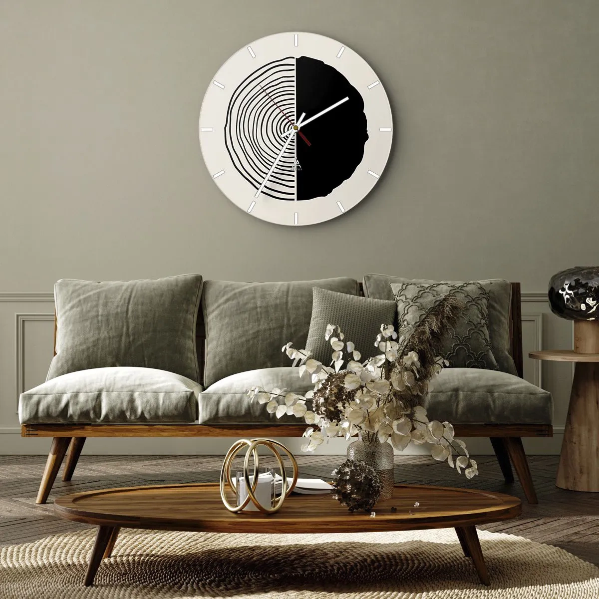 Reloj de pared - Reloj de vidrio - Mitad y mitad - 40x40 cm