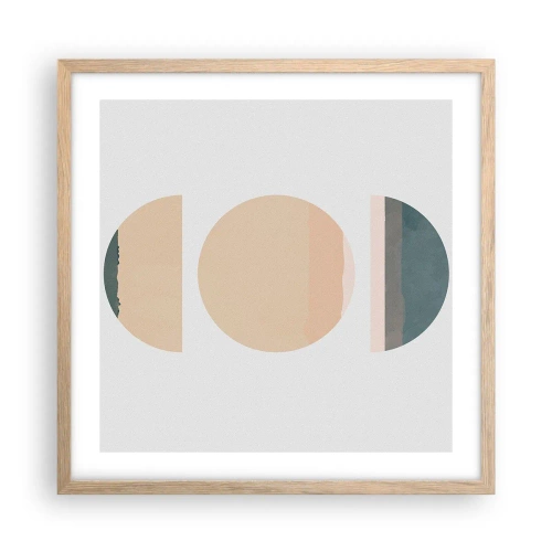 Póster en marco roble claro - Círculo tras círculo - 50x50 cm