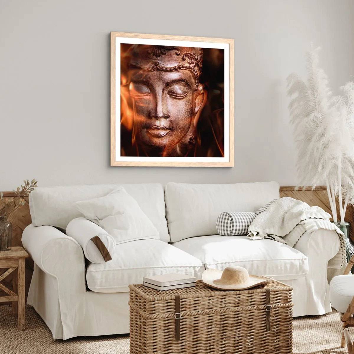 Póster en marco roble claro - Solo existe el aquí y el ahora - 50x50 cm