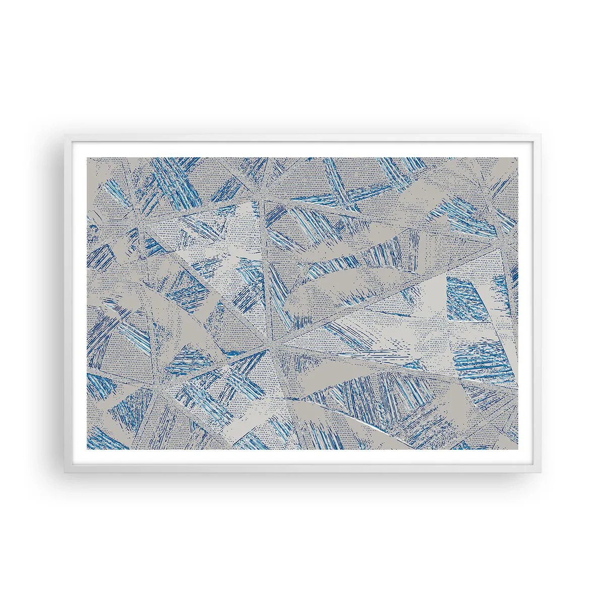 Póster en marco blanco - En un laberinto gris azulado - 100x70 cm