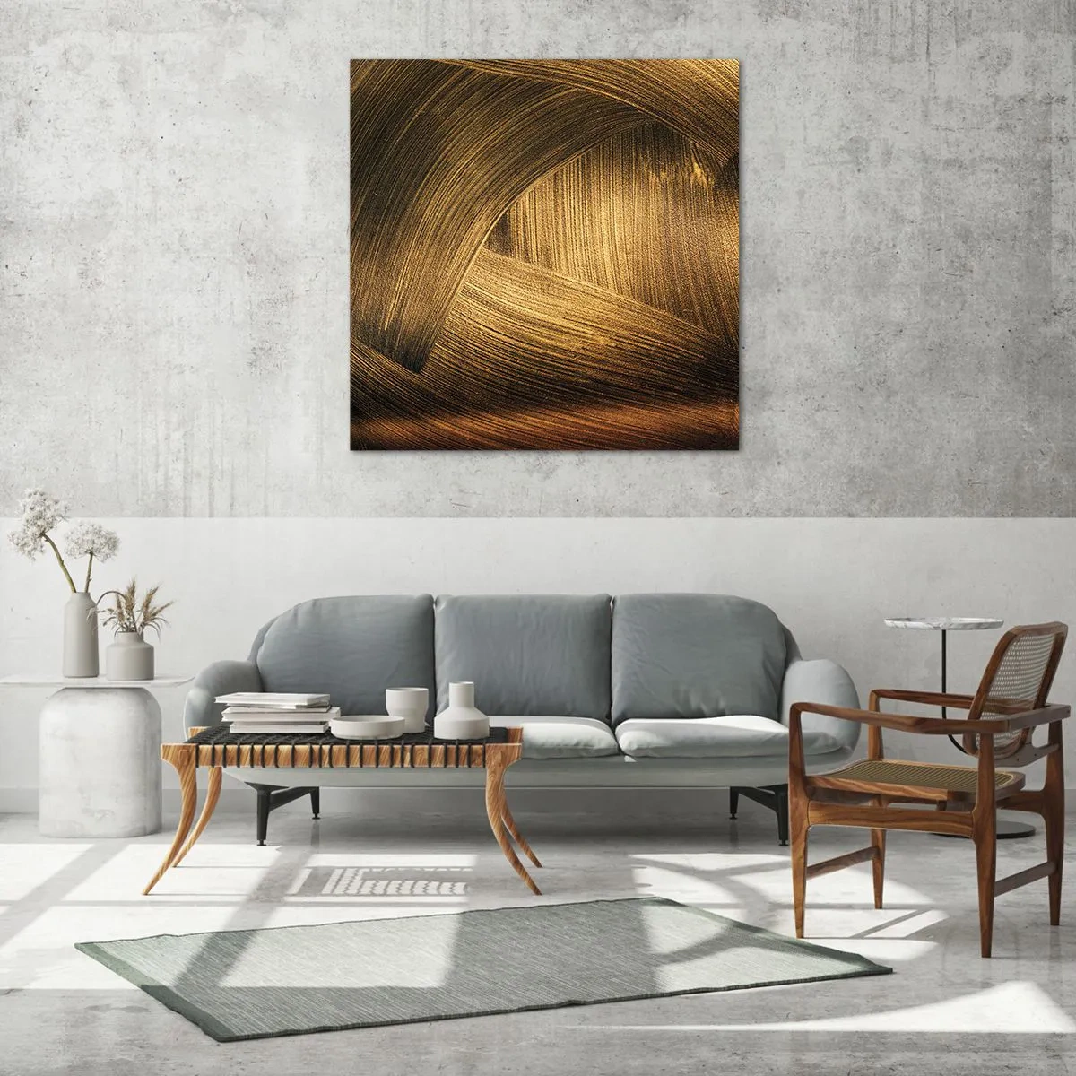 Cuadro sobre vidrio - Impresiones sobre Vidrio - En un laberinto de oro - 50x50 cm