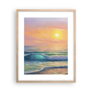 Póster en marco roble claro - El canto turquesa de las olas - 40x50 cm