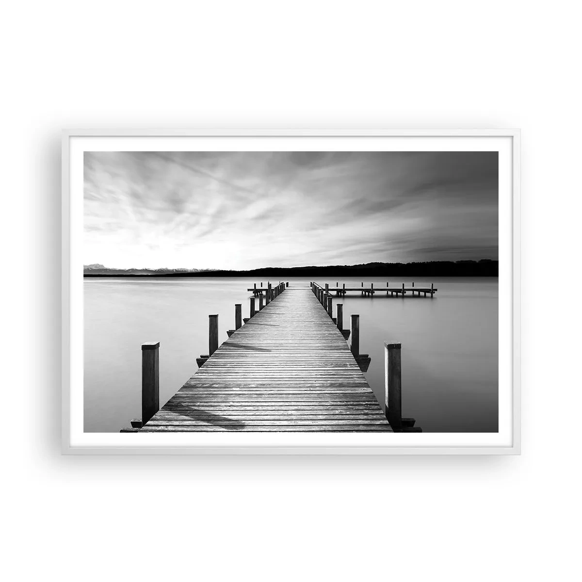 Póster en marco blanco - En el lago de la paz - 100x70 cm