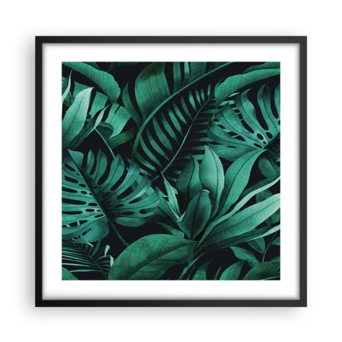 Póster en marco negro - Profundidad del verde tropical - 50x50 cm