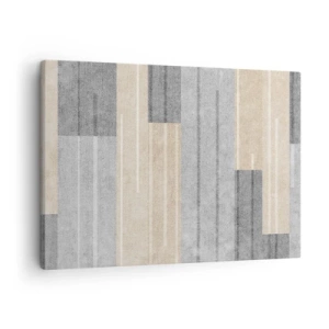 Cuadro sobre lienzo - Impresión de Imagen - Composición geométrica en tonos grises y beige. - 70x50cm - Composición: sostener la vertical - Decoración de pared moderna para salón y dormitorio ARTTOR