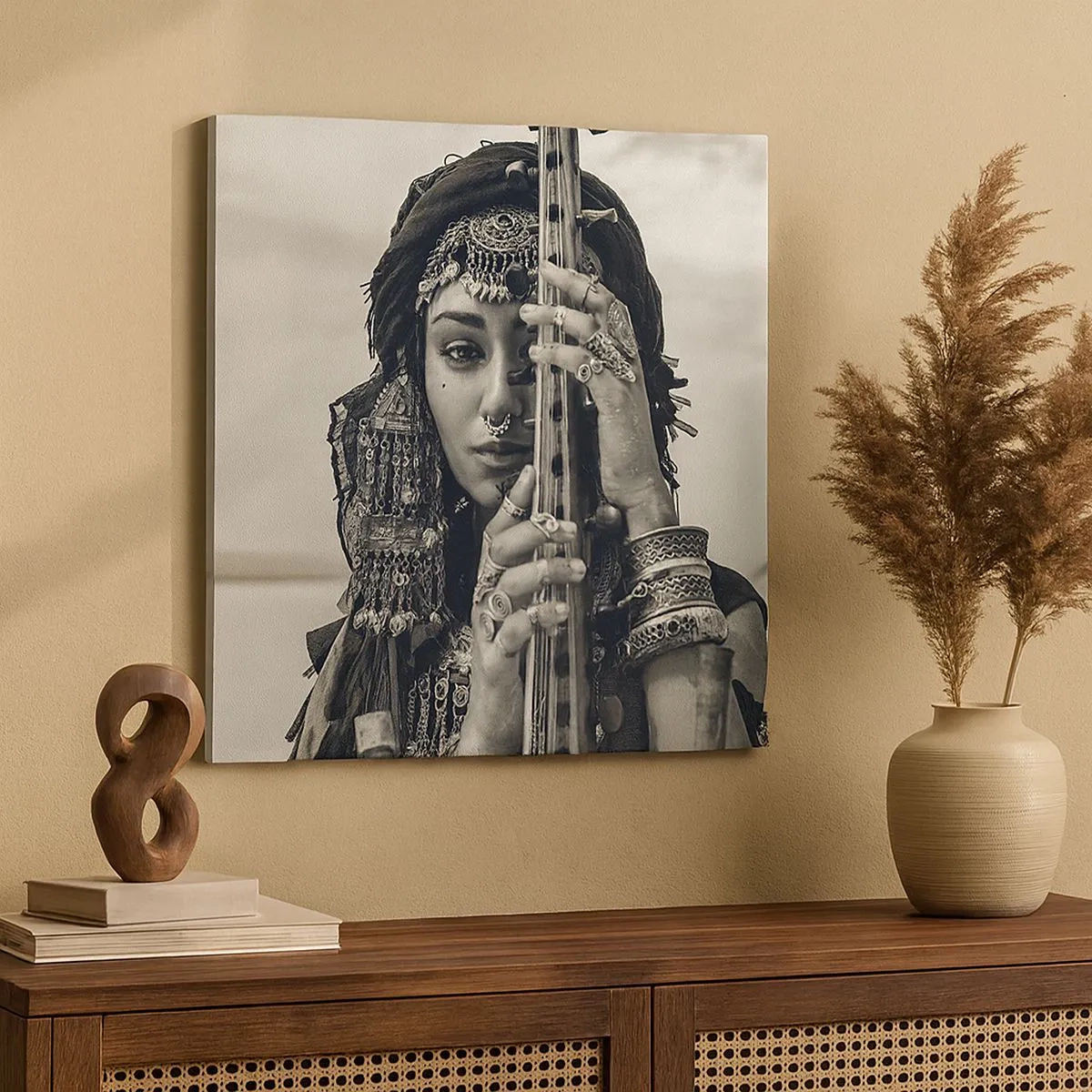 Cuadro sobre lienzo - Impresión de Imagen - La música propia de Oriente - 30x30 cm