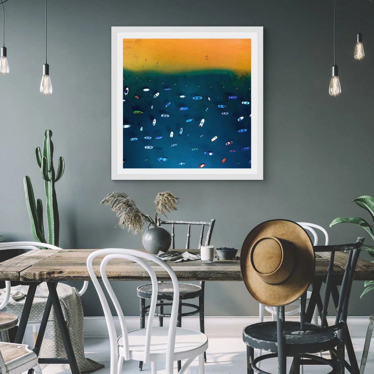 Póster en marco blanco - Un juego de vacaciones - 30x30 cm