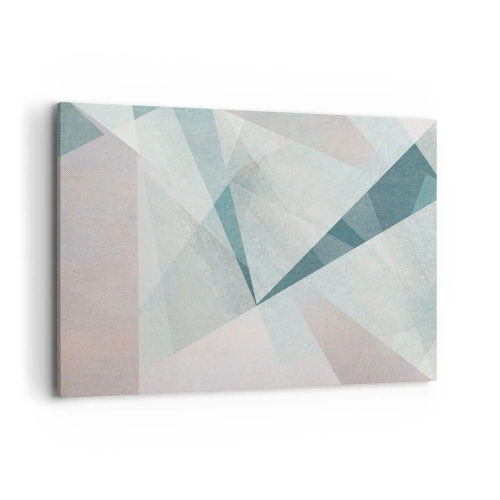 Cuadro sobre lienzo - Impresión de Imagen - Formas geométricas en tonos pastel de azul y gris. - 120x80cm - Tranquilo pero dinámico - Decoración de pared moderna para salón y dormitorio ARTTOR