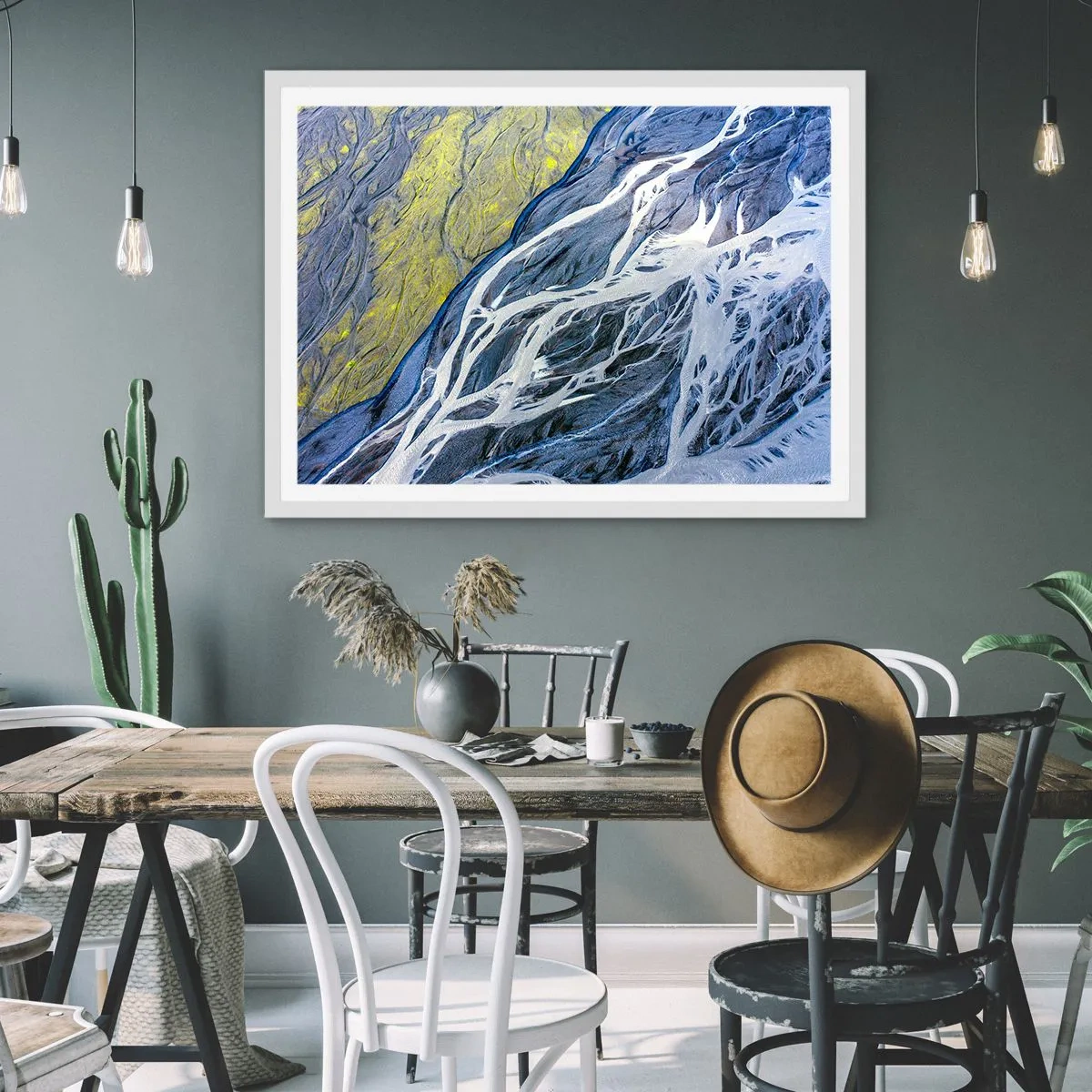 Póster en marco blanco - Las pinturas rupestres de la naturaleza - 100x70 cm