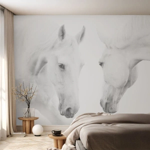 Fotomural Premium Sand - ¿Es esto realmente la amistad...? - Caballos, Naturaleza, animales - 450x315 cm