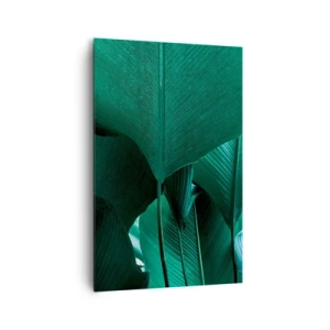 Cuadro sobre lienzo - Impresión de Imagen - Hojas verdes en una composición minimalista. - 80x120cm - De cara a la luz - Decoración de pared moderna para salón y dormitorio ARTTOR