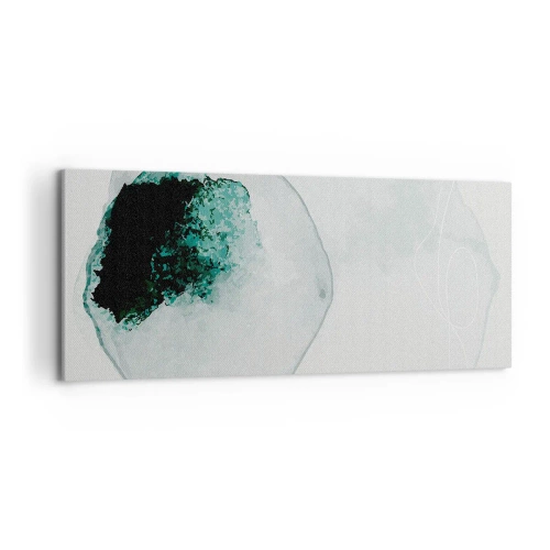 Cuadro sobre lienzo - Impresión de Imagen - Gota de agua abstracta con tonos de verde y negro. - 120x50cm - En una gota de agua - Decoración de pared moderna para salón y dormitorio ARTTOR