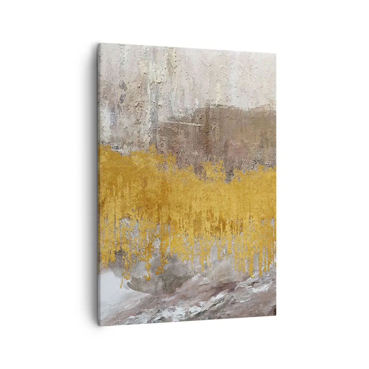 Cuadro sobre lienzo - Impresión de Imagen - Patrón abstracto dorado y beige - 50x70cm - Una ráfaga dorada - Decoración de pared moderna para salón y dormitorio ARTTOR