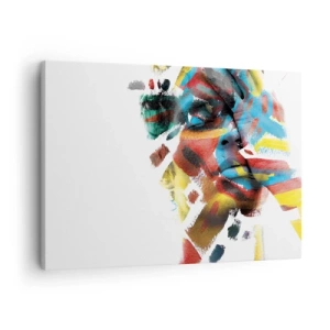 Cuadro sobre lienzo - Impresión de Imagen - Retrato abstracto en colores vivos - 70x50cm - Una personalidad colorida - Decoración de pared moderna para salón y dormitorio ARTTOR
