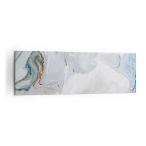 Cuadro sobre lienzo - Impresión de Imagen - Ondas abstractas en tonos azules y blancos - 160x50cm - Blanco fusión - Decoración de pared moderna para salón y dormitorio ARTTOR