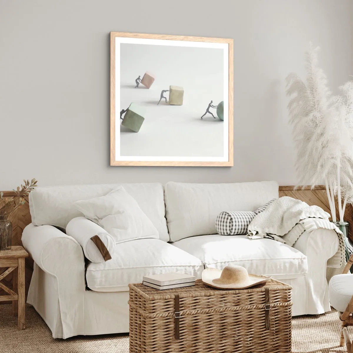 Póster en marco roble claro - El avance de la geometría - 60x60 cm