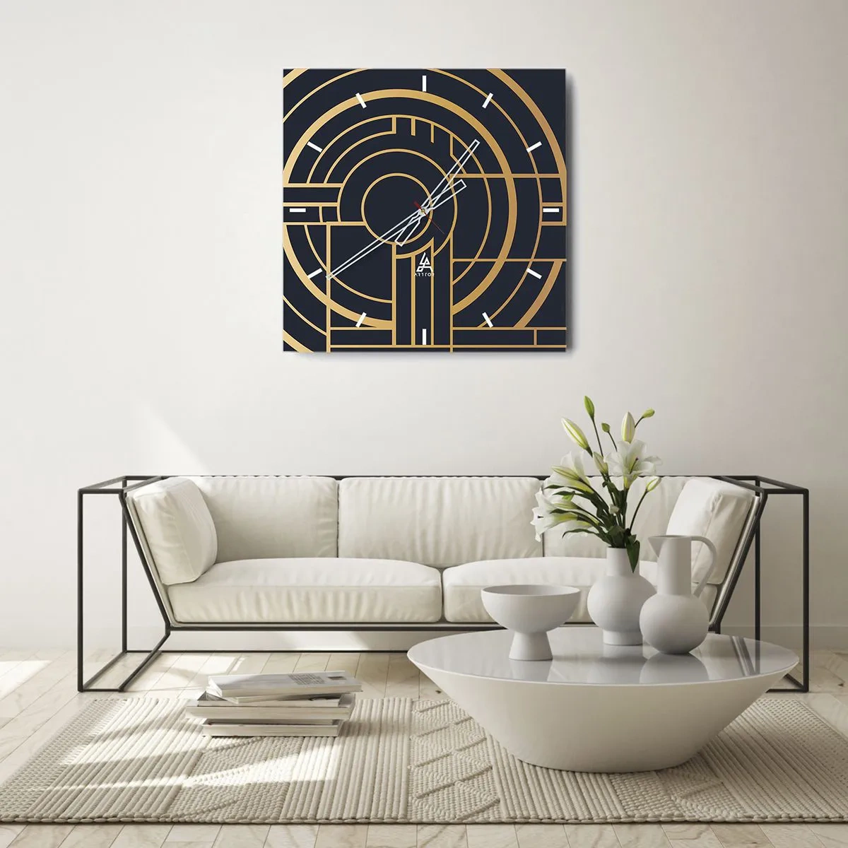 Reloj de pared - Reloj de vidrio - Giro de los elementos - 40x40 cm