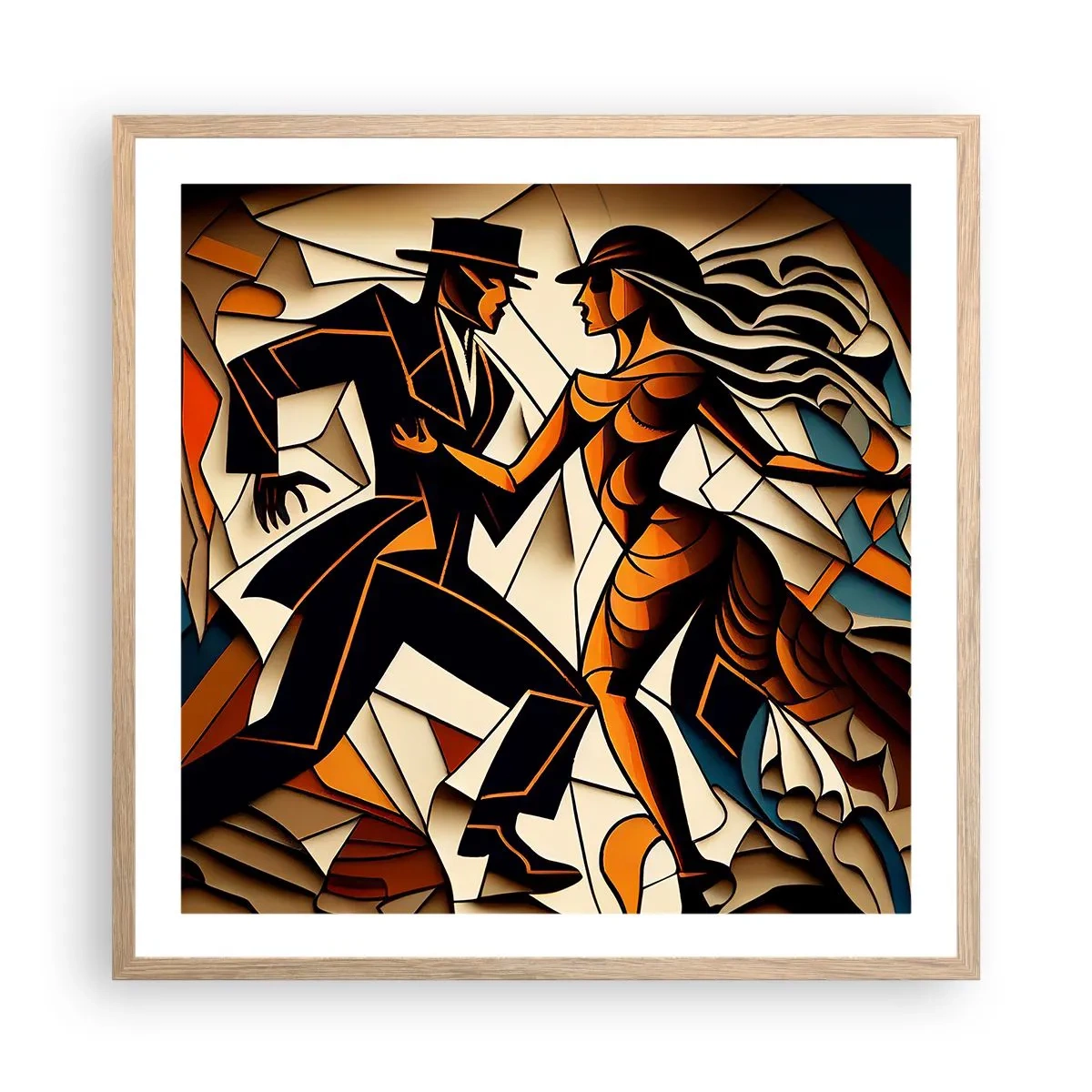 Póster en marco roble claro - Danza de pasión - 60x60 cm