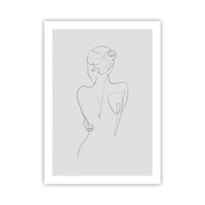 Póster - Dibujo de contorno de una mujer sobre un fondo gris - 50x70cm - Música del cuerpo - Decoración de pared moderna para salón y dormitorio ARTTOR