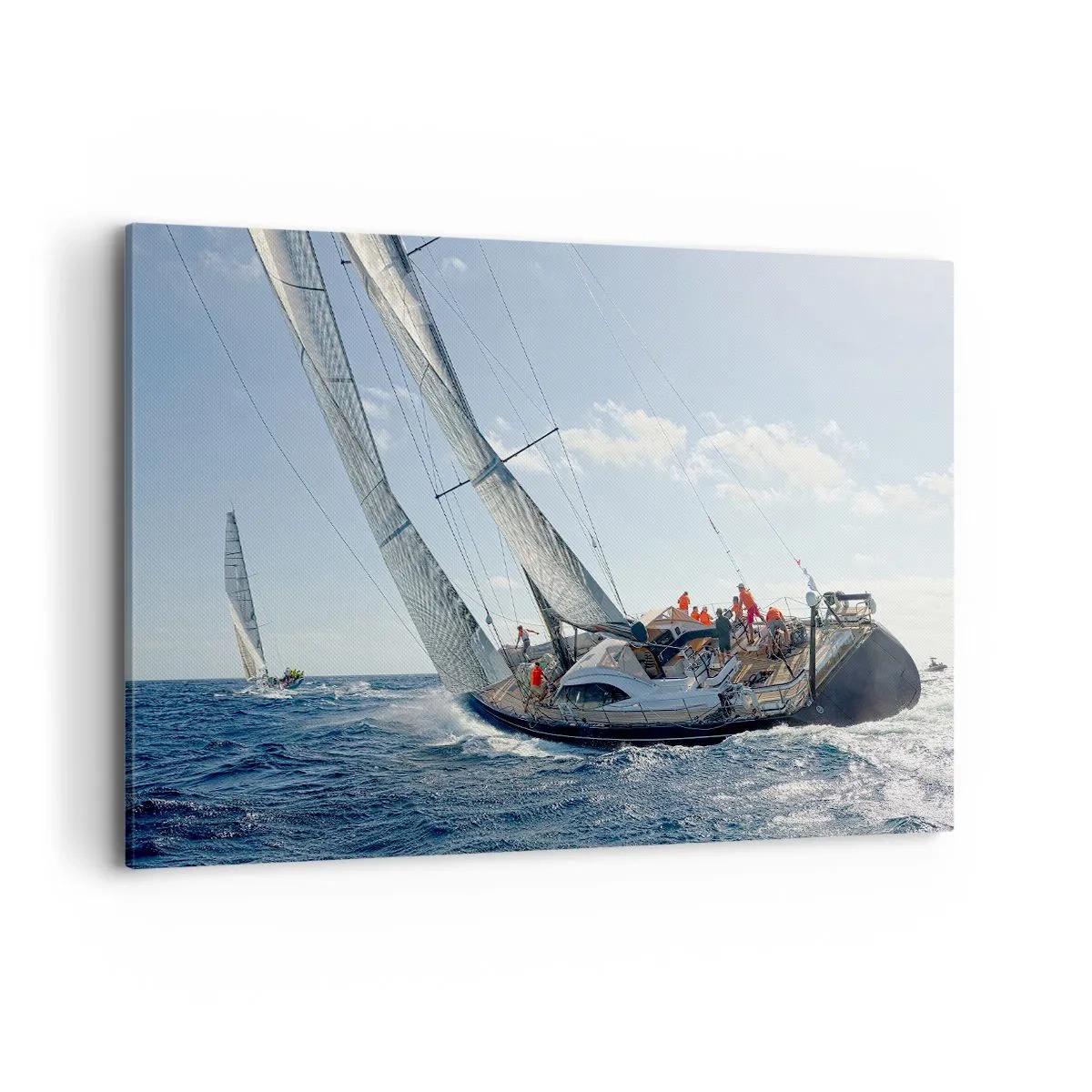 Cuadro sobre lienzo - Impresión de Imagen - Carrera de yates en mar abierto bajo un cielo azul - 120x80cm - Que gane el mejor - Decoración de pared moderna para salón y dormitorio ARTTOR
