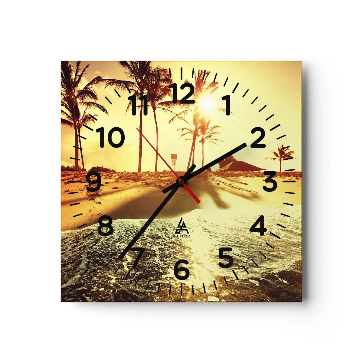 Reloj de pared - Reloj de vidrio - Una tarde californiana - 30x30 cm