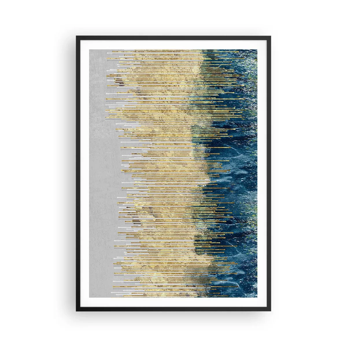 Póster en marco negro - Frontera de líneas doradas - 70x100 cm