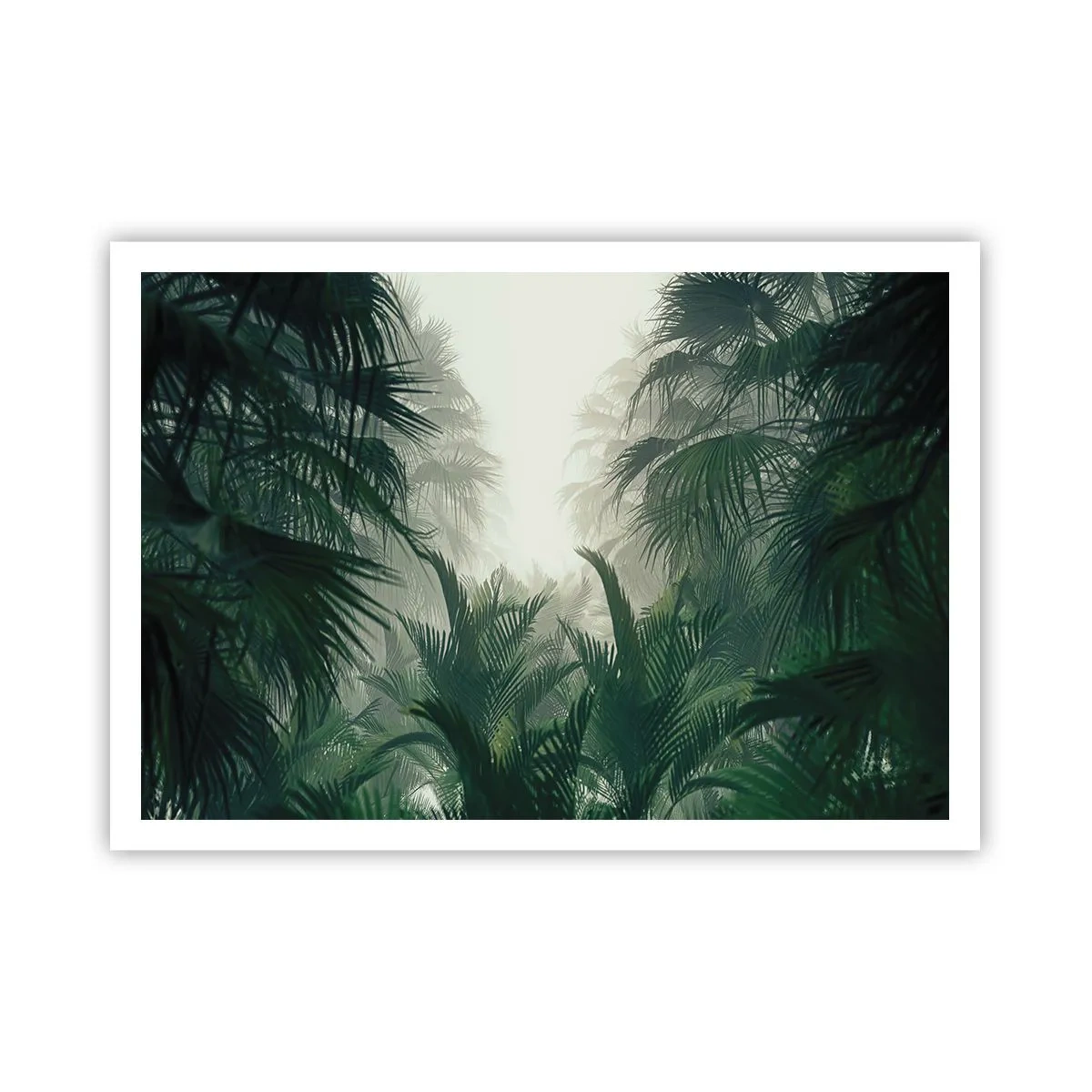 Póster - Vegetación tropical en la densa niebla de la selva tropical - 100x70cm - Misterio tropical - Decoración de pared moderna para salón y dormitorio ARTTOR
