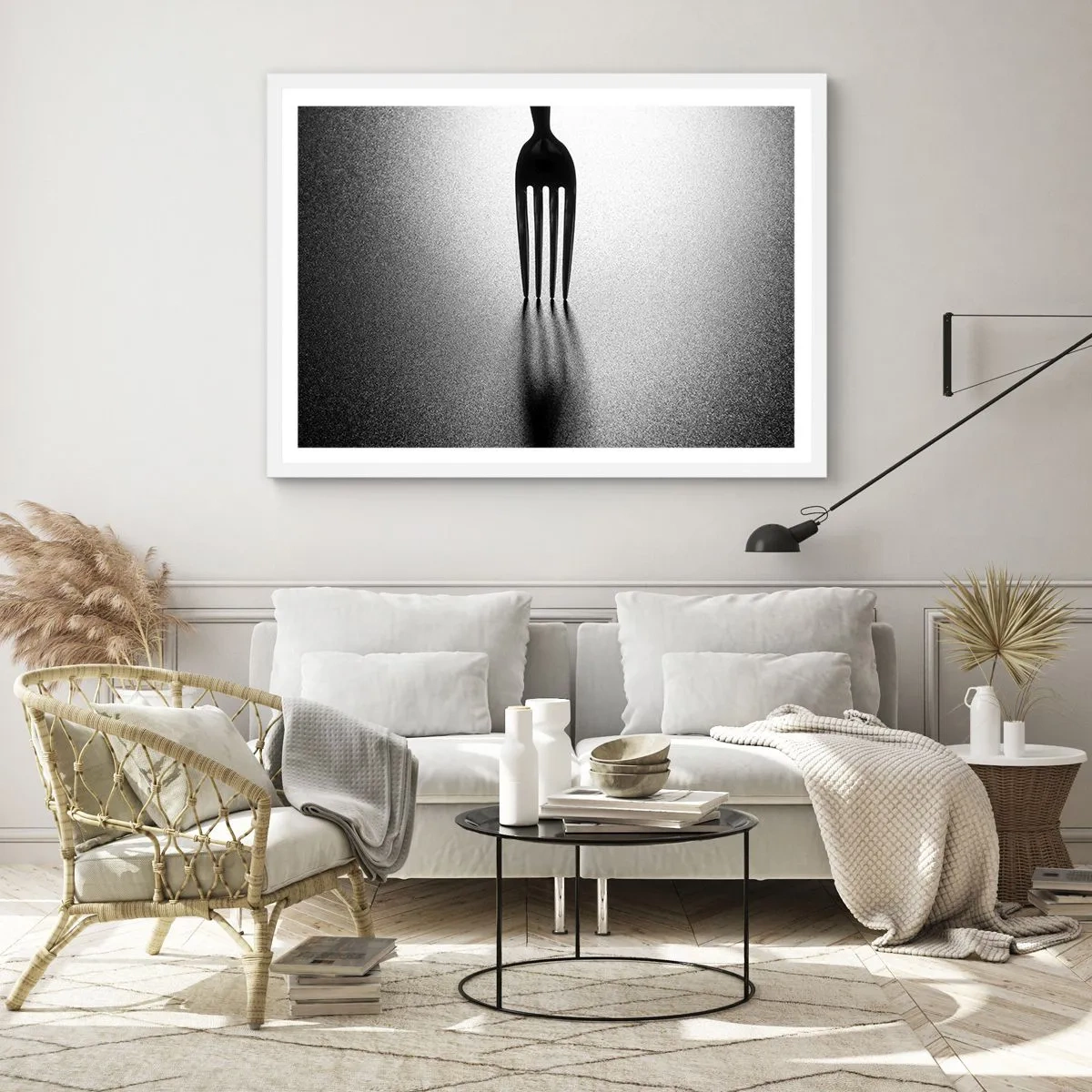 Póster en marco blanco - Luz y sombra - 91x61 cm