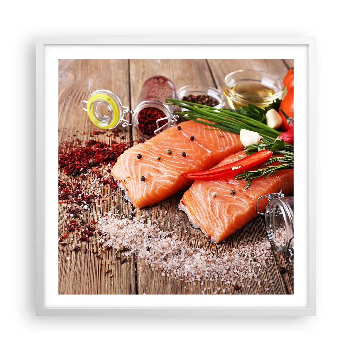 Póster en marco blanco - Una aventura noruega en la cocina - 60x60 cm