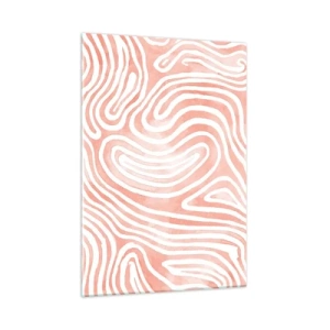 Cuadro sobre vidrio - Impresiones sobre Vidrio - Patrón abstracto en tonos blancos y corales. - 50x70cm - En un laberinto de coral - Decoración de pared moderna para salón y dormitorio ARTTOR