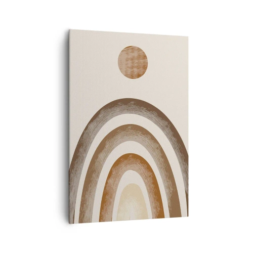 Cuadro sobre lienzo - Impresión de Imagen - Motivo planetario geométrico en tonos marrones - 70x100cm - En otro mundo - Decoración de pared moderna para salón y dormitorio ARTTOR