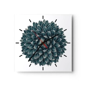 Reloj de pared - Reloj de vidrio - Planta suculenta simétrica sobre un fondo blanco. - 30x30cm - Estrella del desierto - Decoración de pared moderna para salón y dormitorio ARTTOR